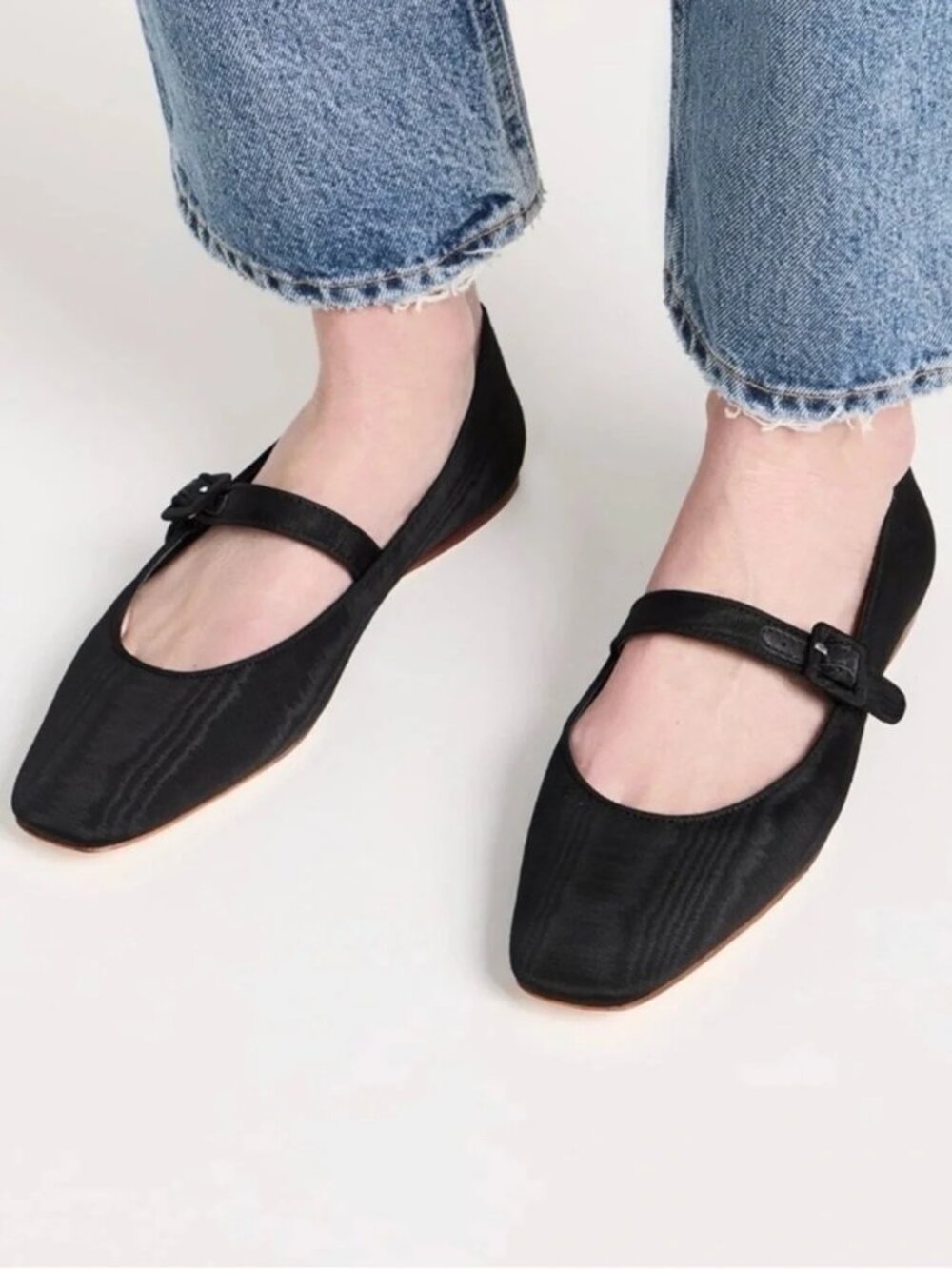 NIB Loeffler Randall "Ginger" Mary Jane flats in Black Moire Size 5